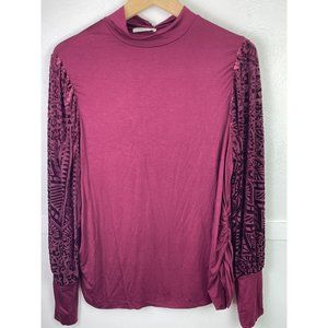 Jolie & Joy Balloon Sleeves Burgundy Top